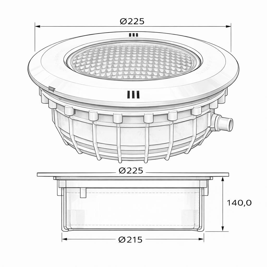 Luminaire Par56 completo - Dibujo técnico
